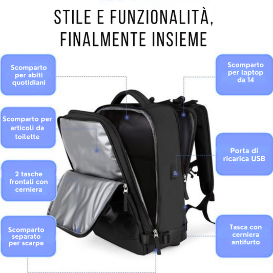 Zaino Antifurto con Porta USB